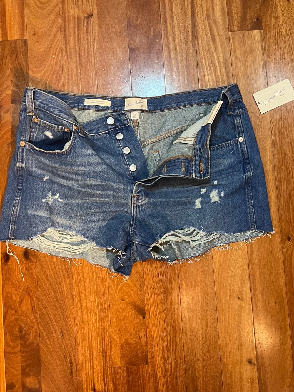 NWT Universal Thread Mini  Button Fly CutOff Distressed Jean Shorts 16